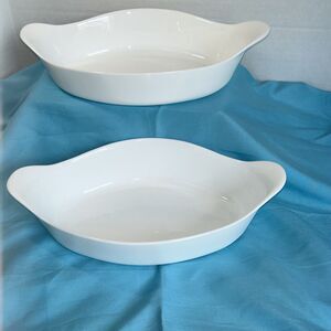 Marinex Brazil  Opaline Oval Roaster Au Gratin White Baking Tempered Glass Dish
